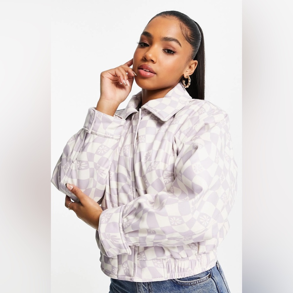 ASOS Crop Leather Bomber Jacket
